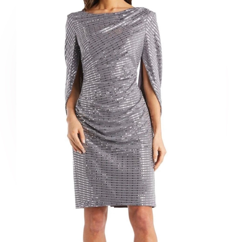 Formal, short, silver, cocktail dress